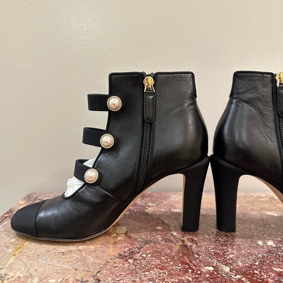 Chanel Leather Ankle Boots Cap Toe - Picture 9 of 14